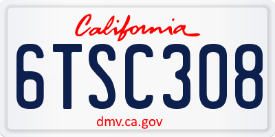 CA license plate 6TSC308