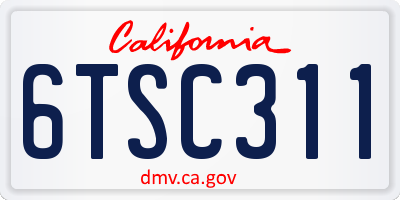CA license plate 6TSC311