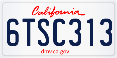 CA license plate 6TSC313