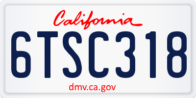 CA license plate 6TSC318