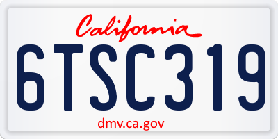 CA license plate 6TSC319