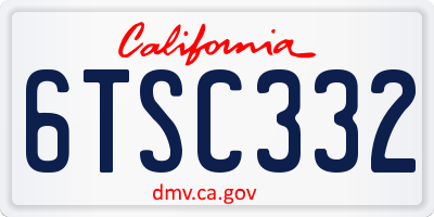 CA license plate 6TSC332
