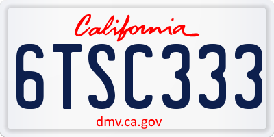 CA license plate 6TSC333