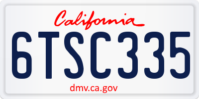 CA license plate 6TSC335