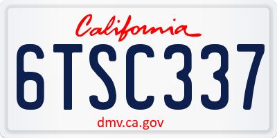 CA license plate 6TSC337