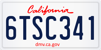 CA license plate 6TSC341