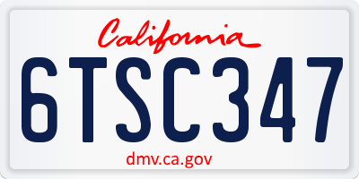 CA license plate 6TSC347