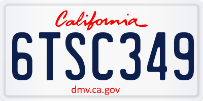 CA license plate 6TSC349