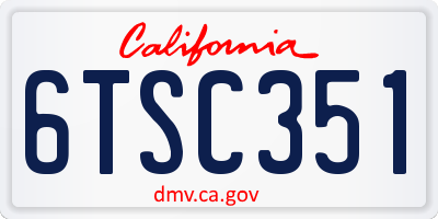 CA license plate 6TSC351