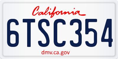 CA license plate 6TSC354