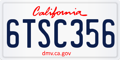 CA license plate 6TSC356
