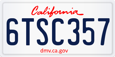 CA license plate 6TSC357