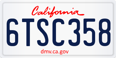 CA license plate 6TSC358