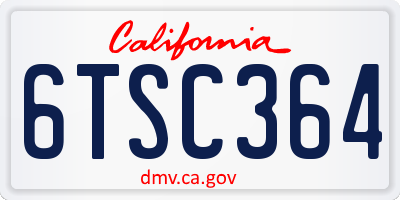 CA license plate 6TSC364