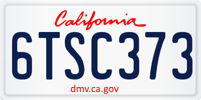 CA license plate 6TSC373