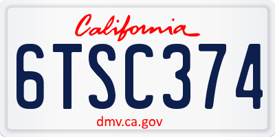 CA license plate 6TSC374