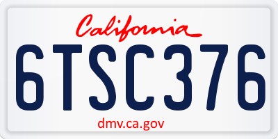 CA license plate 6TSC376
