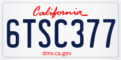 CA license plate 6TSC377