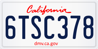 CA license plate 6TSC378