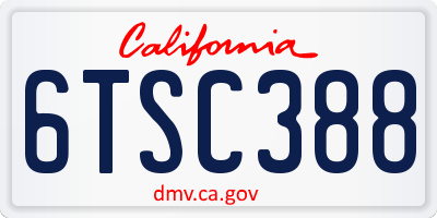 CA license plate 6TSC388