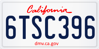 CA license plate 6TSC396