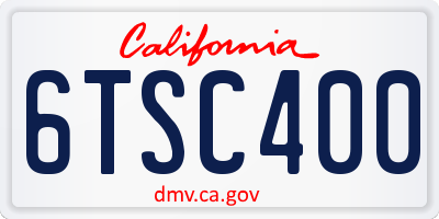 CA license plate 6TSC400