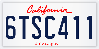 CA license plate 6TSC411