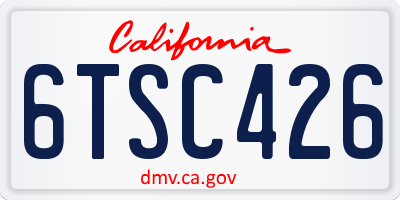 CA license plate 6TSC426