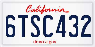 CA license plate 6TSC432