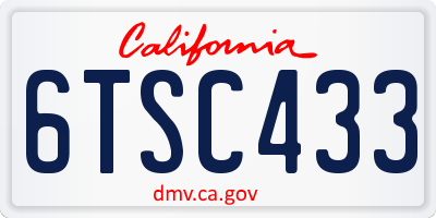 CA license plate 6TSC433