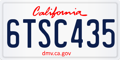 CA license plate 6TSC435