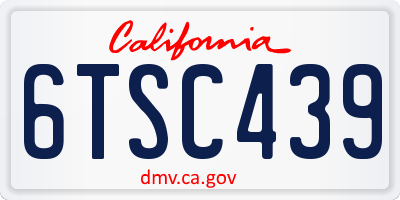 CA license plate 6TSC439