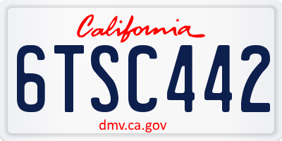 CA license plate 6TSC442