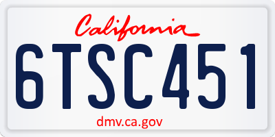 CA license plate 6TSC451
