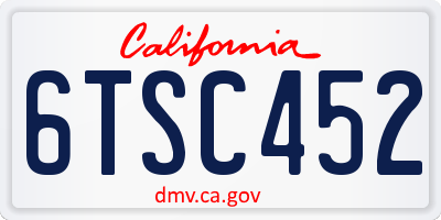 CA license plate 6TSC452