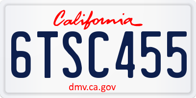 CA license plate 6TSC455