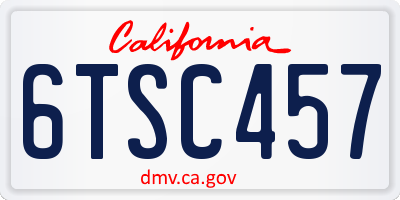 CA license plate 6TSC457