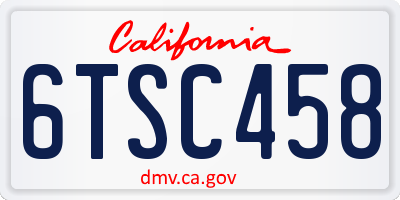 CA license plate 6TSC458