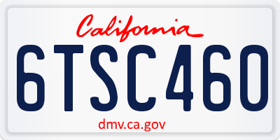 CA license plate 6TSC460