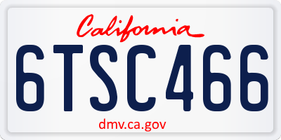 CA license plate 6TSC466