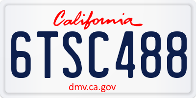 CA license plate 6TSC488
