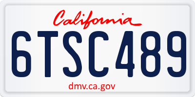 CA license plate 6TSC489