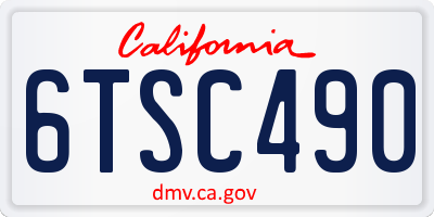 CA license plate 6TSC490