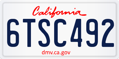 CA license plate 6TSC492