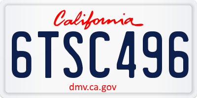 CA license plate 6TSC496