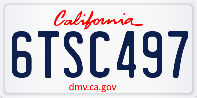 CA license plate 6TSC497