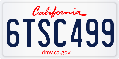 CA license plate 6TSC499