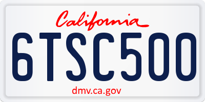 CA license plate 6TSC500