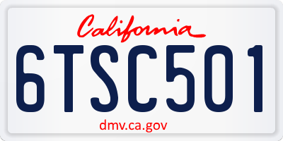 CA license plate 6TSC501