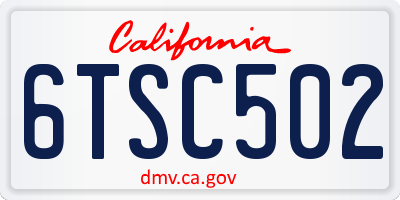 CA license plate 6TSC502